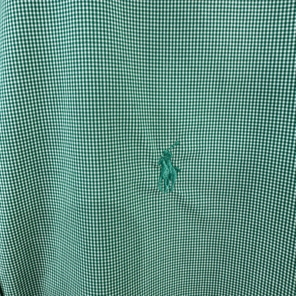 Polo Ralph Lauren Mens  Microcheck Gingham Button  Dress Shirt Green Size 16 1/2